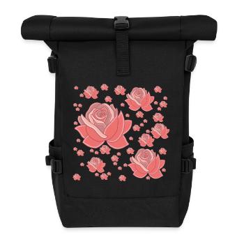 Pastel Fancy Roses - Roll Top Backpack - black - Front
