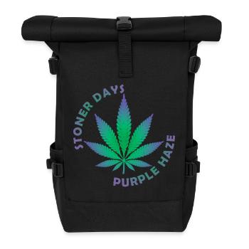 Stoner Days Cannabisblatt-Illustration - Rolltop Rucksack - Schwarz - Vorne
