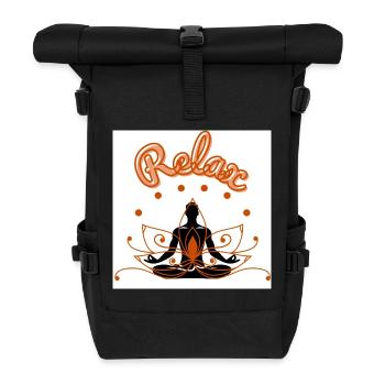 Relaxing Lotus Mindfulness Design - Roll Top Backpack - black - Front