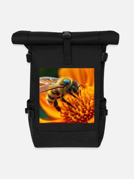 Biene - Rolltop Rucksack - Schwarz