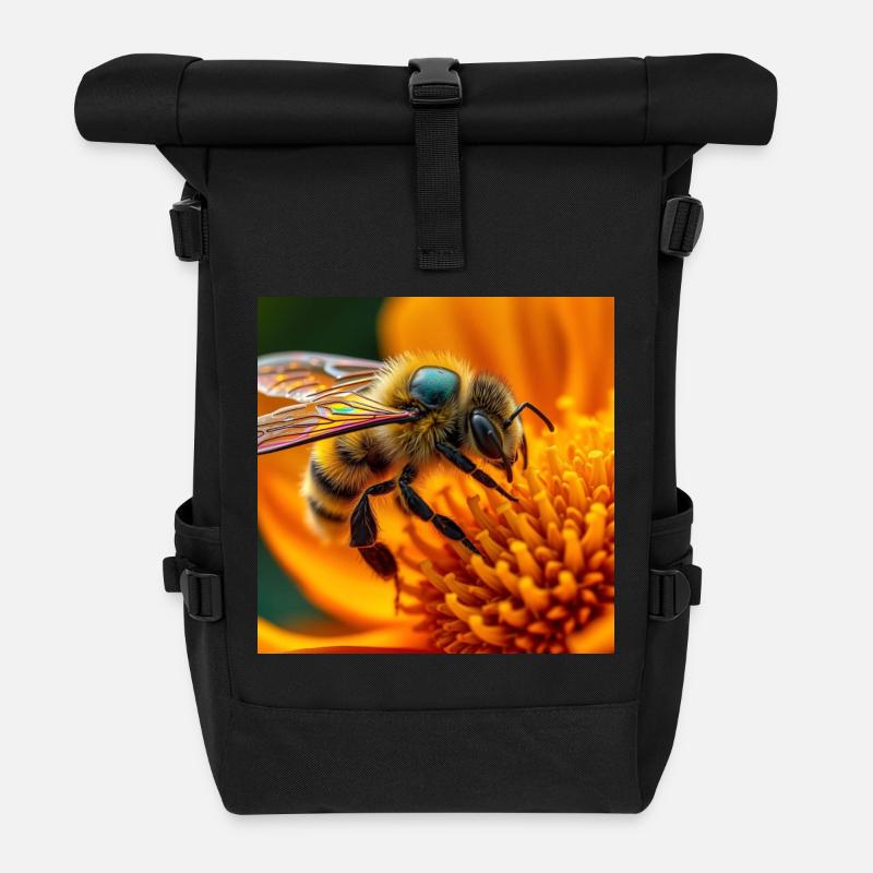 bee - Roll Top Backpack - black