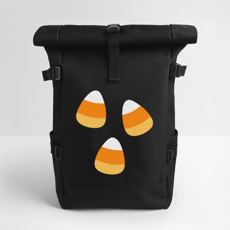 Candy Corn Halloween Pattern Roll Top Backpack