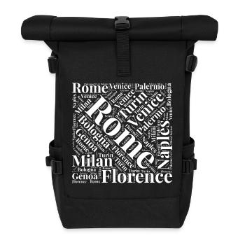 Vibrant Italian Cityscape Typography Design - Roll Top Backpack - black - Front