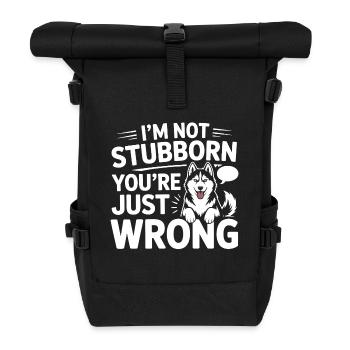 Husky-Hundehumor: Du liegst einfach falsch - Rolltop Rucksack - Schwarz - Vorne