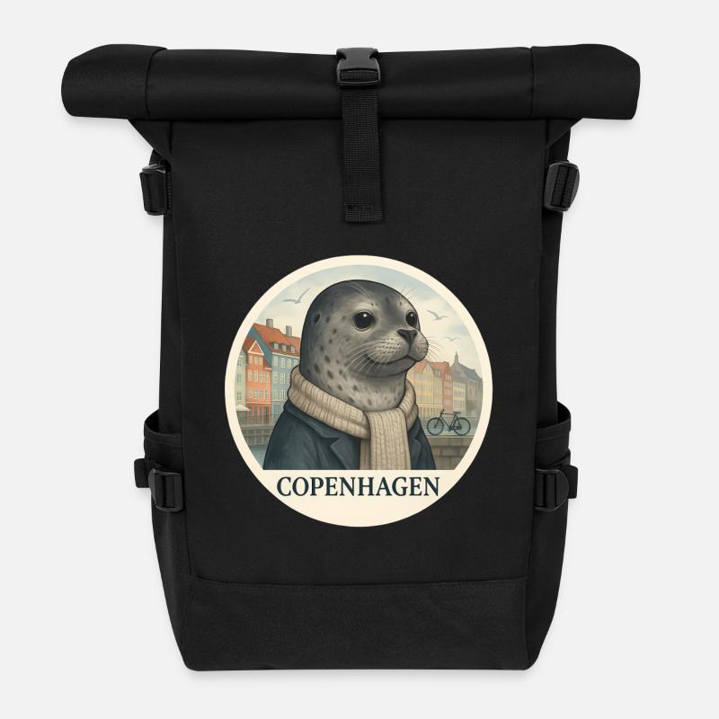 Sceau – Copenhagen Souvenir Design - Sac à dos roll top - noir