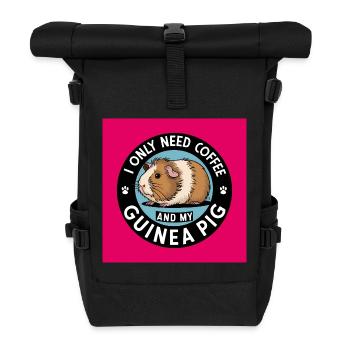Cuddly guinea pig with coffee saying - Roll Top Backpack - black - Front
