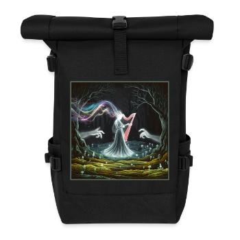 Conception de la sorcière de la harpe de la forêt enchantée - Sac à dos roll top - noir - Devant