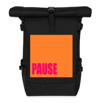 Pausen Zeichen - Rolltop Rucksack - Schwarz - Vorne