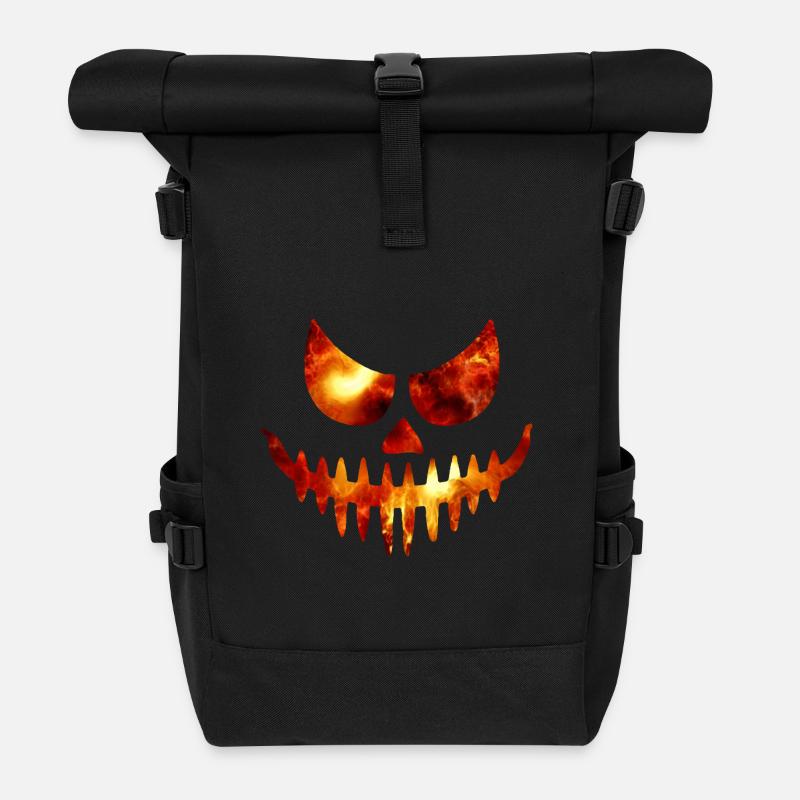 Flame Pumpkin – Burn When You Can - Roll Top Backpack - black