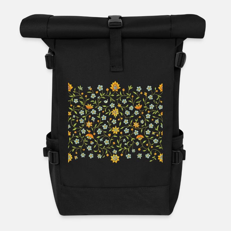 Persisches Mandala Muster – Golden Minimalistisch - Rolltop Rucksack - Schwarz