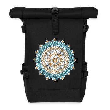 Persisches Mandala – Blau & Gold - Rolltop Rucksack - Schwarz - Vorne