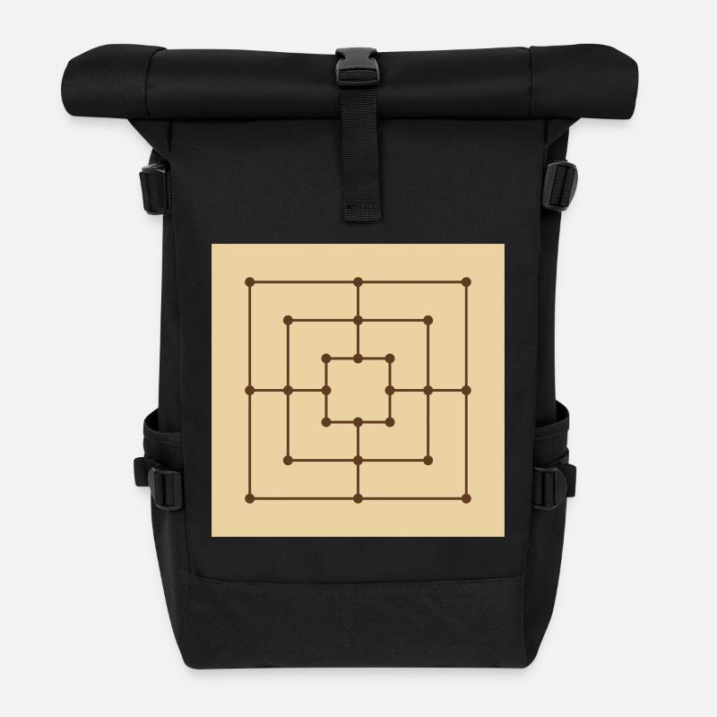 Mühle Spielbrett - Rolltop Rucksack - Schwarz