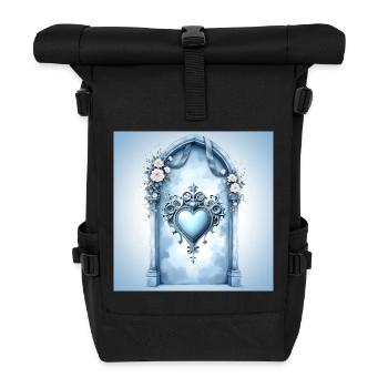 Cadre décoratif en forme de cœur de style baroque bleu - Sac à dos roll top - noir - Devant