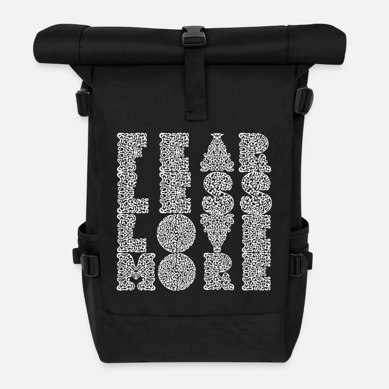 Lettrage ornemental élégant - Sac à dos roll top - noir