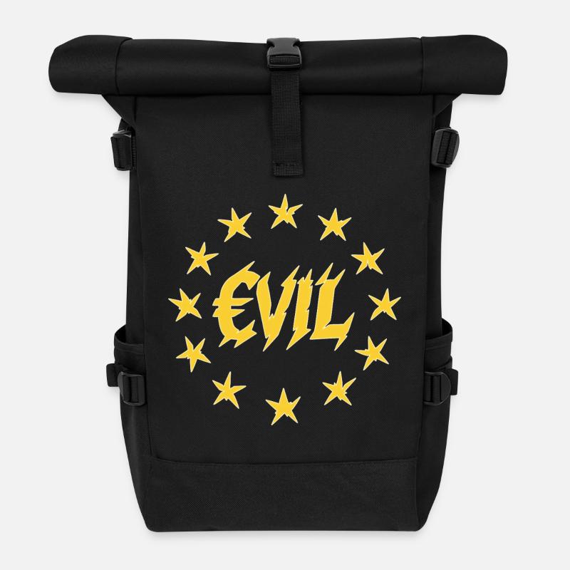 Euro-Rebellion Logo Design with Stars - Evil EU - Roll Top Backpack - black