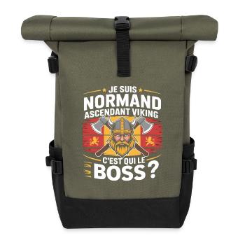 Wikinger Norman Aszendent T-Shirt - Rolltop Rucksack - Olive/Schwarz - Vorne