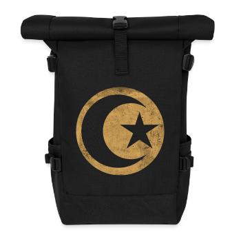 Croissant et étoile islam cercle doré - Sac à dos roll top - noir - Devant