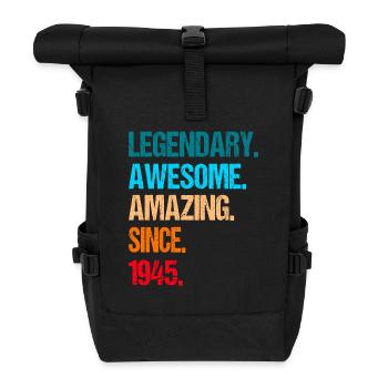 80. Geburtstag 1945 geboren - Rolltop Rucksack - Schwarz - Vorne