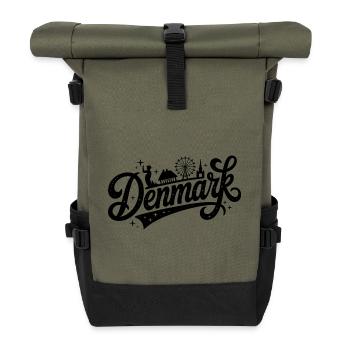 Dänemark - Souvenir-Design - Rolltop Rucksack - Olive/Schwarz - Vorne