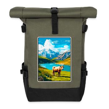Picos de Europa Spain Travel Poster Cityscape WPA - Roll Top Backpack - olive/black - Front