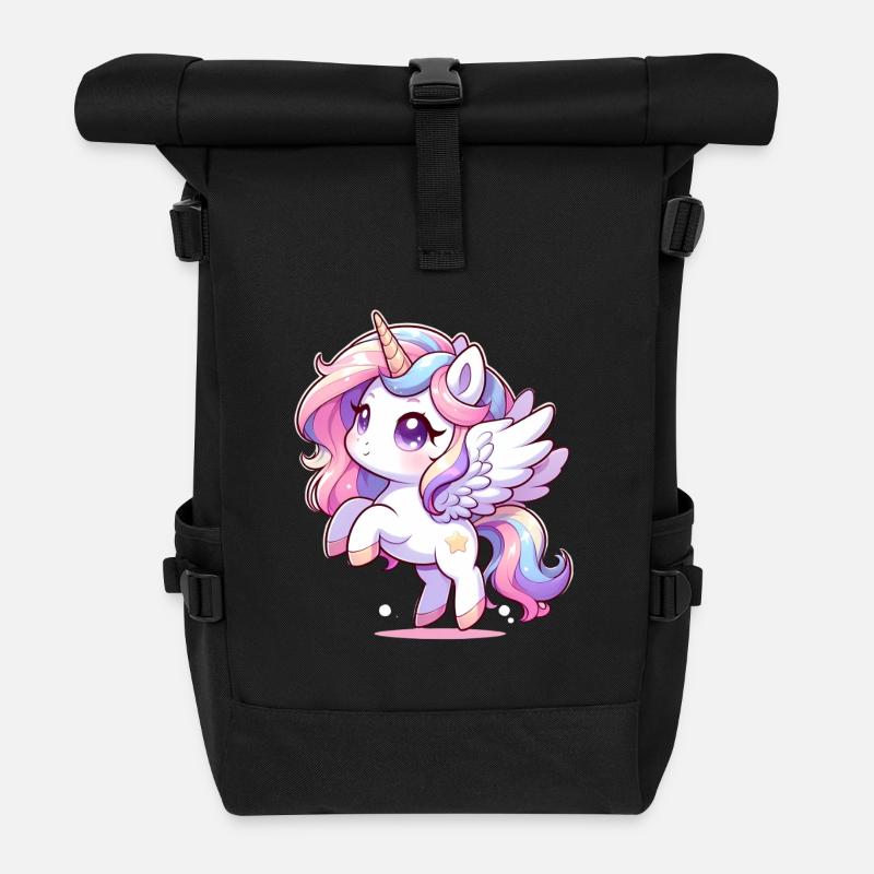 Magic Unicorn - Roll Top Backpack - black