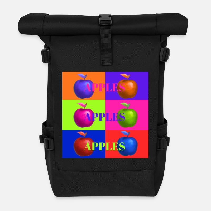 Pop Art Apfel Collage Design - Rolltop Rucksack - Schwarz