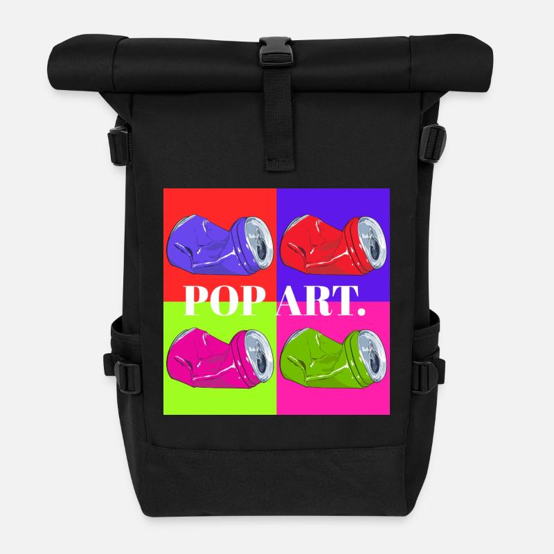 Pop Art Cola Dosen Design - Rolltop Rucksack - Schwarz
