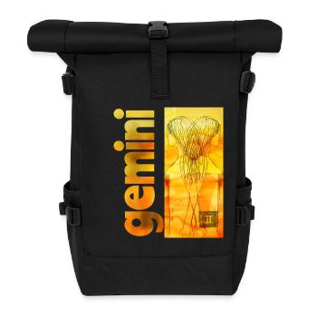 Sternzeichen Zwillinge - Rolltop Rucksack - Schwarz - Vorne