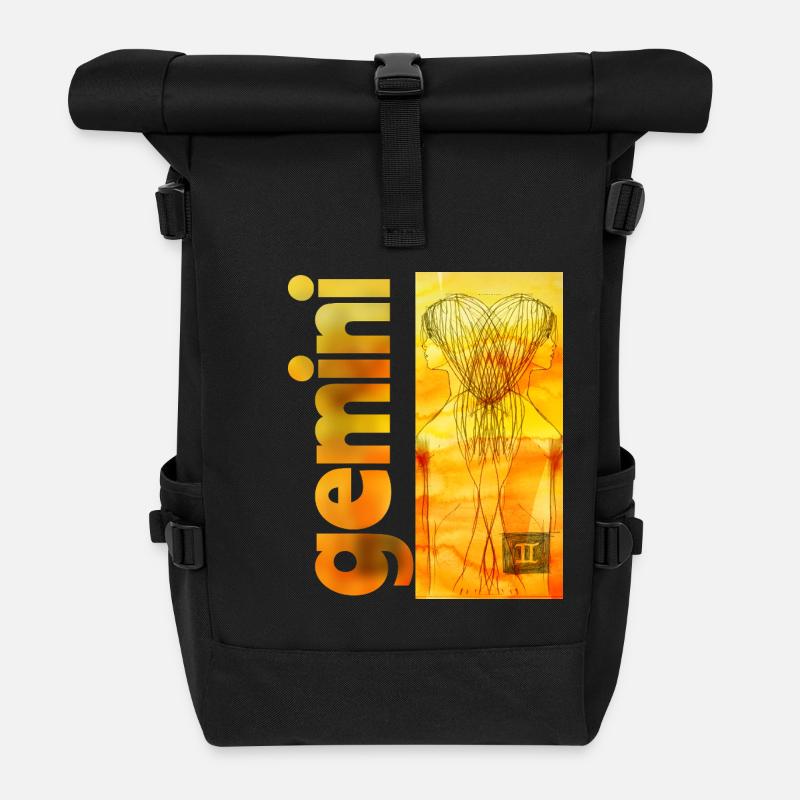 Sternzeichen Zwillinge - Rolltop Rucksack - Schwarz
