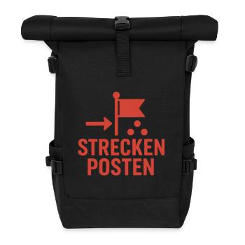 Wegmarke mit Flagge und Punkten - Rolltop Rucksack - Schwarz - Vorne