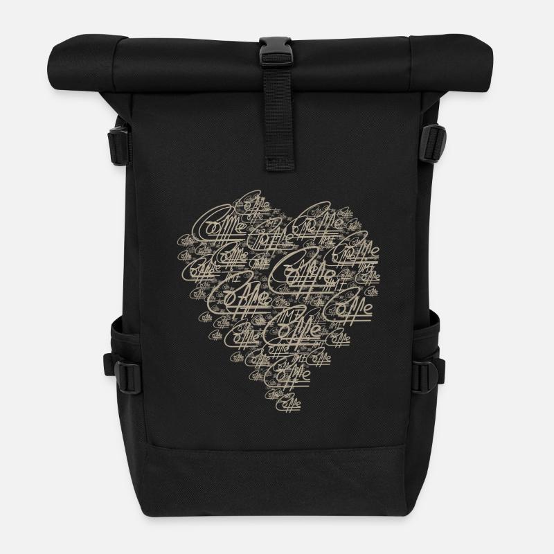 Love of Coffee V1 - Roll Top Backpack - black