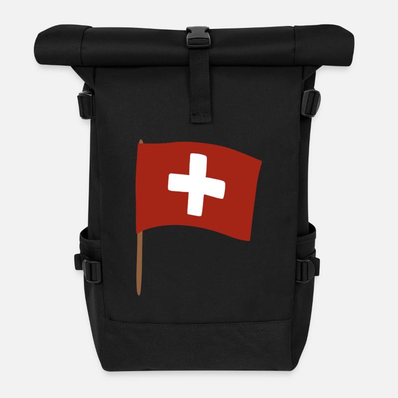 Swiss Cross Flag Design for Apparel - Rolltop Rucksack - Schwarz