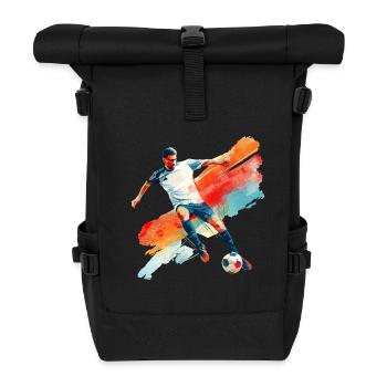 Dynamischer Fußballspieler in Bewegung - Rolltop Rucksack - Schwarz - Vorne