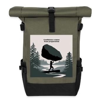 Gestärktes Gleichgewicht Natur Erfolg Motivierend - Rolltop Rucksack - Olive/Schwarz - Vorne