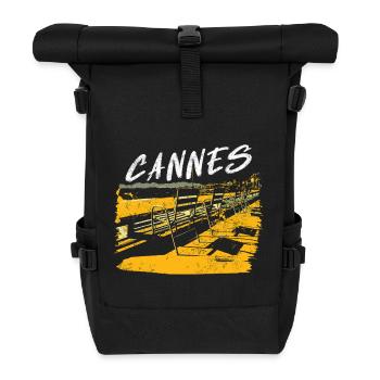 Cannes la Croisette - Sac à dos roll top - noir - Devant