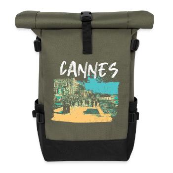 Vue retro de La Croisette de Cannes - Sac à dos roll top - olive/noir - Devant