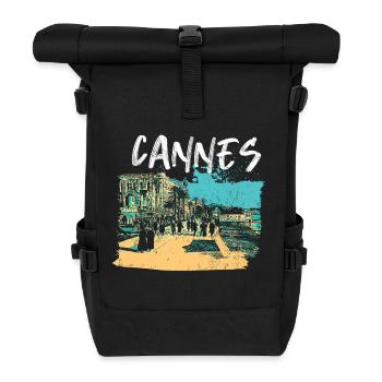 Retro view of the Croisette in Cannes - Roll Top Backpack - black - Front