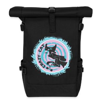 Abstract cat with quote - Roll Top Backpack - black - Front