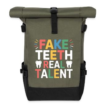 Dental Bridge Technician Art  - Roll Top Backpack - olive/black - Front