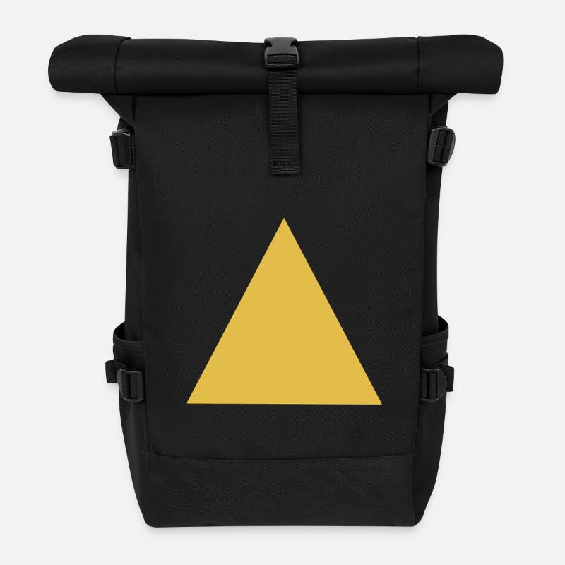 Geometrisches Dreiecksmotiv in Gold - Rolltop Rucksack - Schwarz