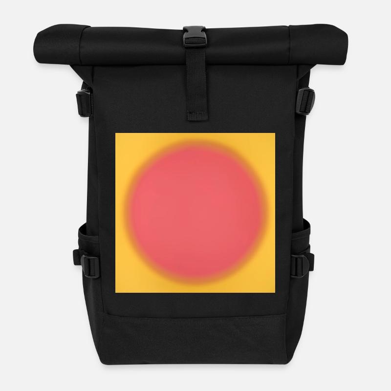 Cercle rose sur fond jaune - Sac à dos roll top - noir