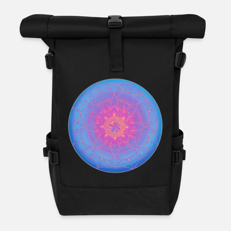 Träumerisches Mandala in blau-lila - Rolltop Rucksack - Schwarz