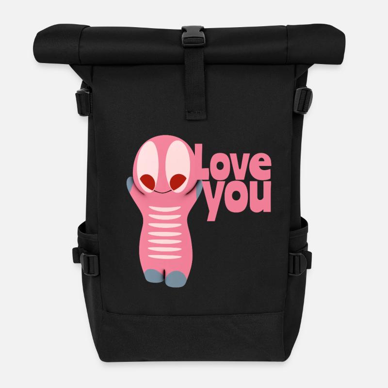 Mignon figurine kawaii t’aime - Sac à dos roll top - noir