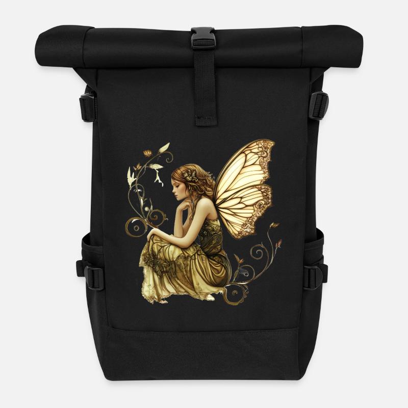 Noble fairy with butterfly wings - Roll Top Backpack - black