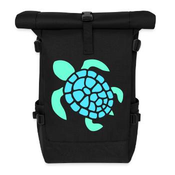 Turtle Logo Turtle Shell Pattern Icon - Roll Top Backpack - black - Front