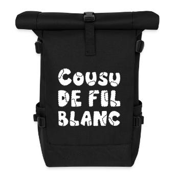 SEWN WITH WHITE THREAD! - Roll Top Backpack - black - Front