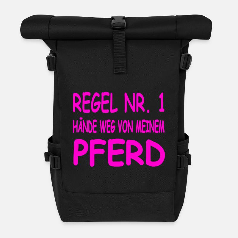 Pferde - Rolltop Rucksack - Schwarz