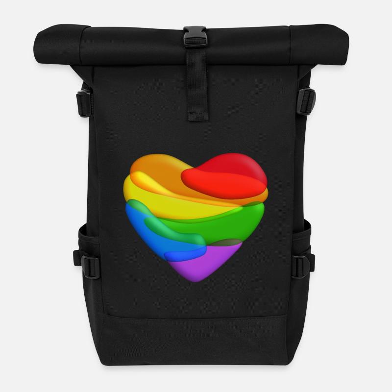 Coeur arc-en-ciel - Sac à dos roll top - noir