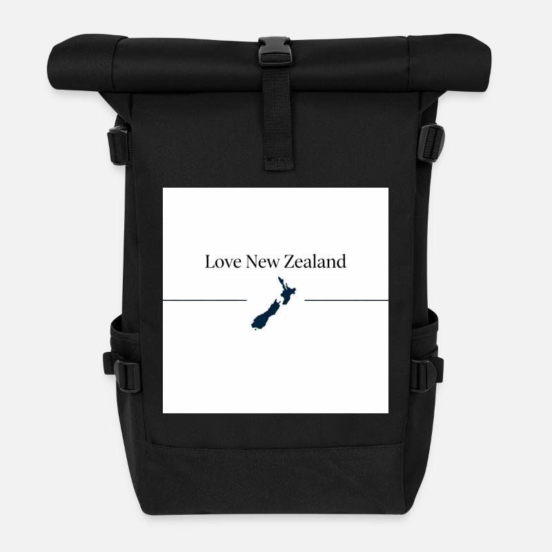 Liebe Neuseeland Silhouette - Rolltop Rucksack - Schwarz