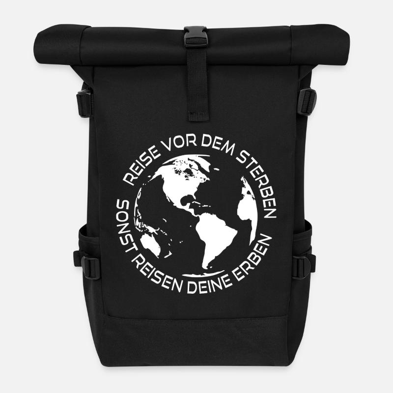 Reise vor dem Sterben sonst reisen deine Erben - Rolltop Rucksack - Schwarz